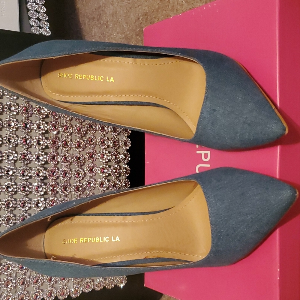 Dark Blue Denim Pumps